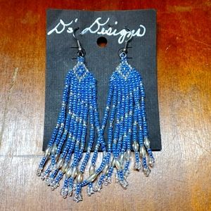 D's Designs Long Beaded Blue Beads